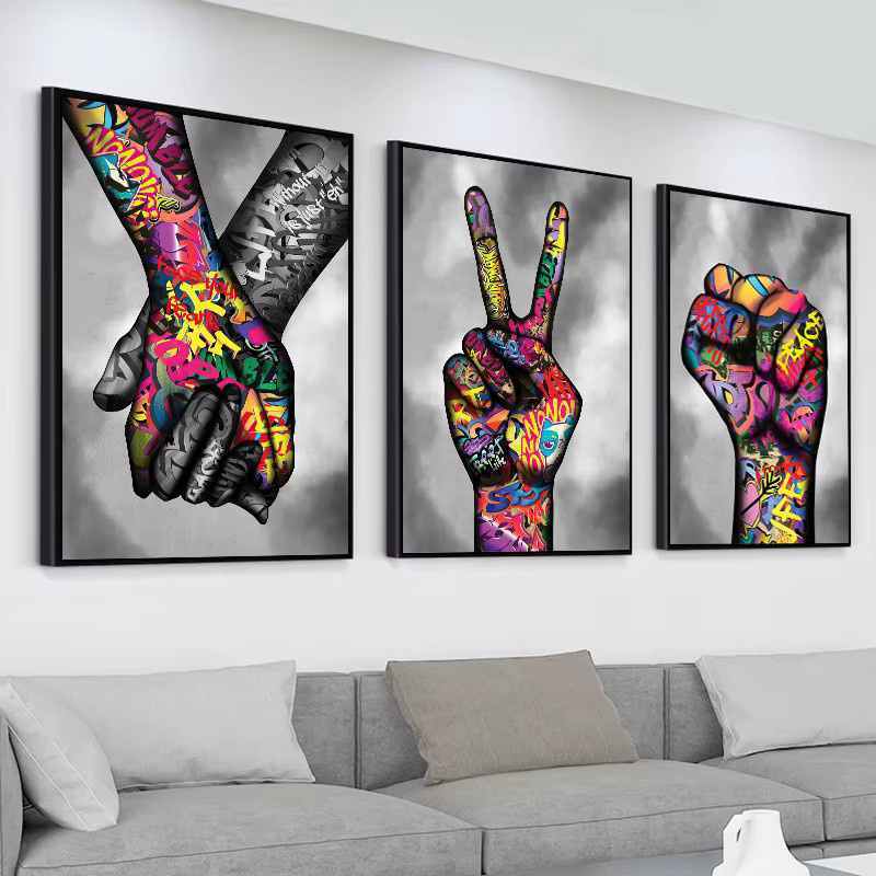 Modernes Graffiti-Wandbild Potdemiel als abstraktes Pop-Art Poster mit Herz-Motiven in Multicolour - Bild 2