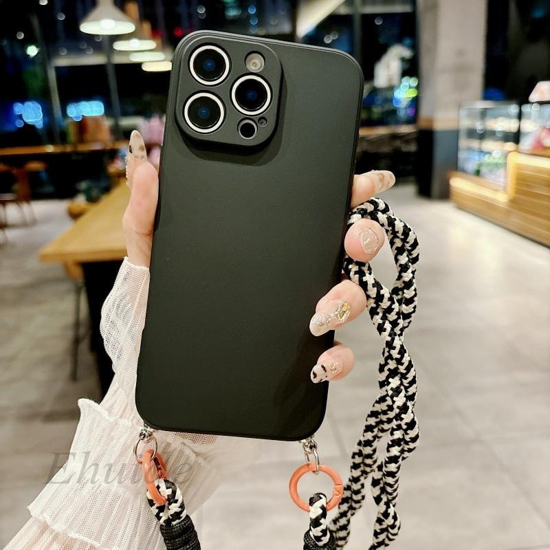 Stoßfeste Silikon-Crossbody-Lanyard-Hülle für Xiaomi Mi 14T 13T 12T 11T und Redmi Note 13 Pro 14 12 14C 15 15C mit Trageriemen in Schwarz, Braun, Rot, Blau und Grün - Bild 1