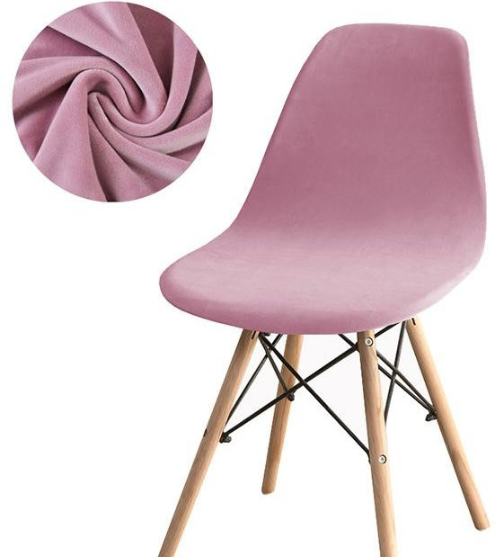 BRHUIXUE Samt-Stuhlhussen für Esszimmerstühle, elastische Sitzbezüge aus Polyester und Elastan, Pink, Waschbar - Bild 1