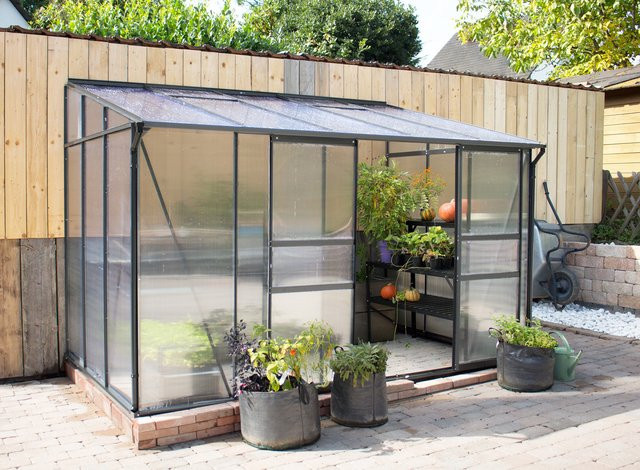 Vitavia Anlehn-Gewächshaus Ida 5200 Schwarz mit 5,2 m² Fläche und Polycarbonat-Platten - Bild 1