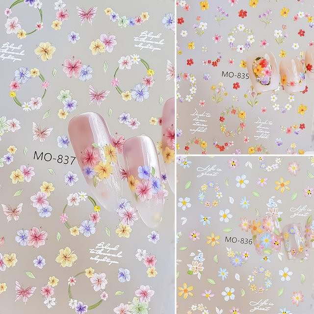 CHUNSHU Nagelaufkleber, 3D-Nagelkunst, getrocknete Blumen und Blätter - Bild 1