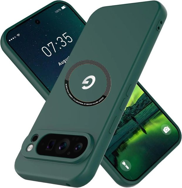 Stoßfeste Flüssigsilikon Schutzhülle für Google Pixel 10, 9 Pro XL, 8 und 7 in Schwarz und Grün - Bild 1