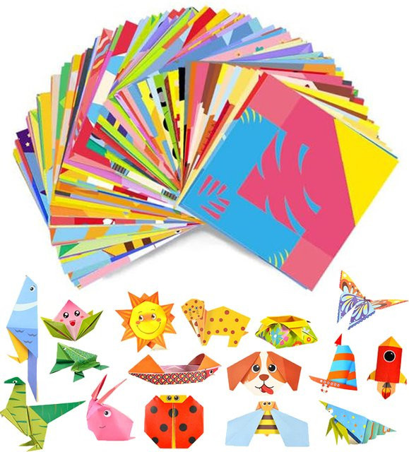 TMZ Origami-Materialpaket aus farbigem Bastelpapier mit Tier- und Lebensmotiven in Multicolour für DIY-Projekte und kulturelle Bildung - Bild 1