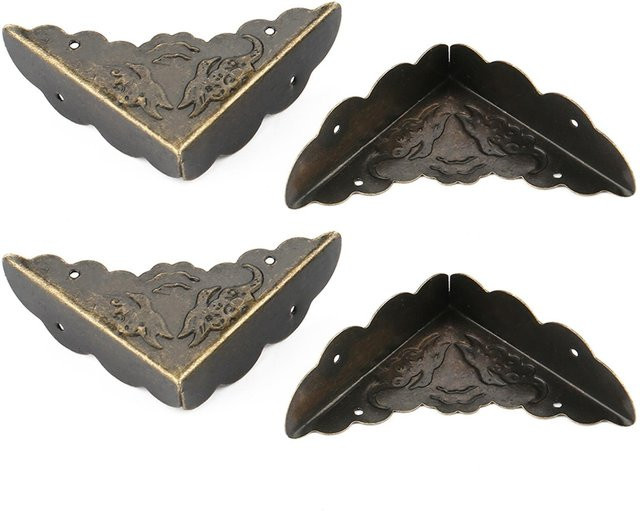 12 Stück Neoglint Eckschutz aus Eisen in Vintage Bronze und Gold für Holzkistenkanten - Bild 1