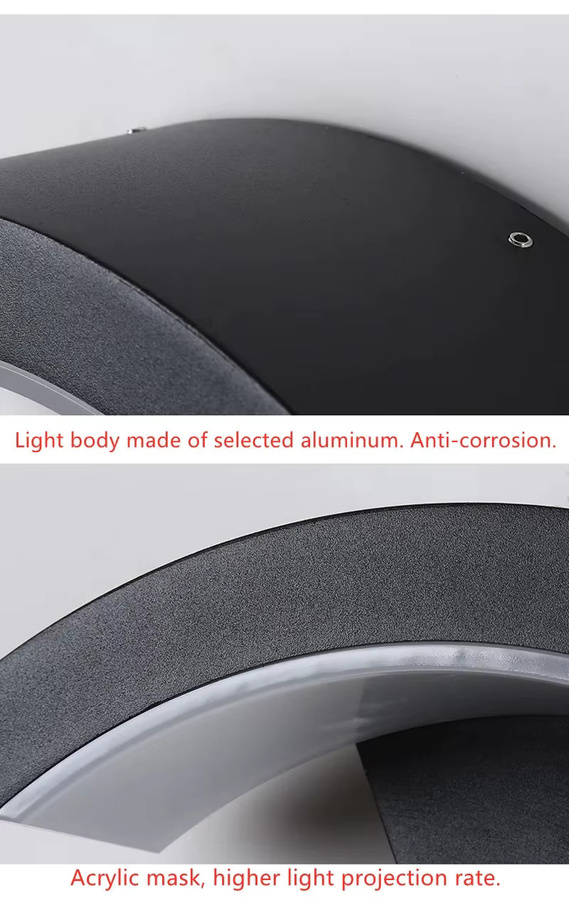 Ramalho Außenwandleuchte mit Bewegungssensor, moderne Up-Down Wandlampe aus Aluminium, wasserdicht IP65, Schwarz - Bild 4