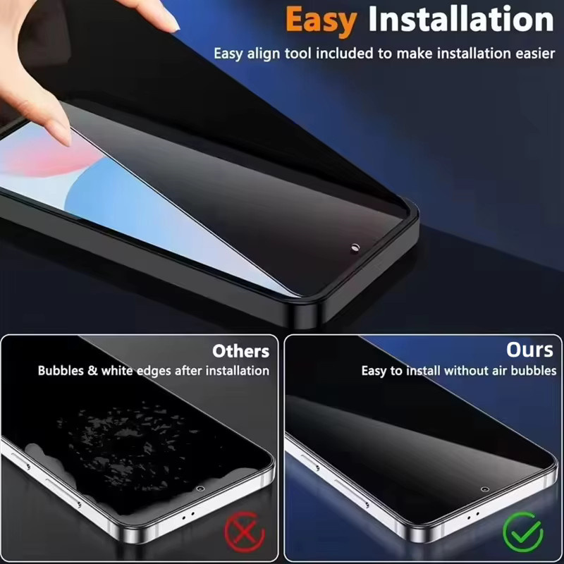 2 Stück Anti-Spy Displayschutzfolie aus gehärtetem Glas für Samsung Galaxy S25 Ultra mit Privatsphäre-Schutz und Fingerabdruck-Entriegelung, transparent - Bild 4