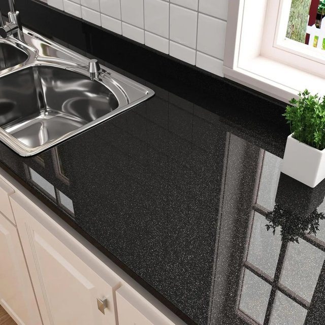 Selbstklebende PVC Perlenfolie von Luck Amy in Schwarz Hochglanz als wasserdichte Tapete für Möbel, Küche und Raumdekoration - Bild 1