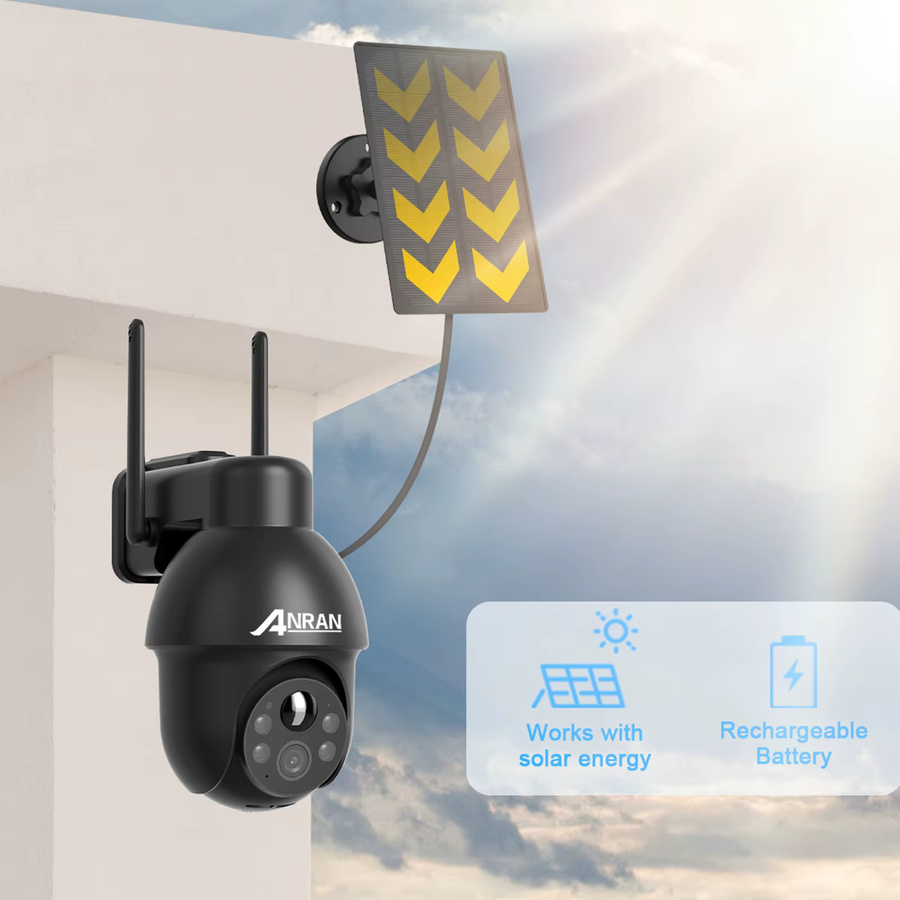 ANRAN Solar Batterie Kamera 5MP Outdoor WIFI Sicherheit Kamera mit PIR Menschlicher Erkennung, Nachtsicht und Zwei-Wege-Audio in Schwarz - Bild 2
