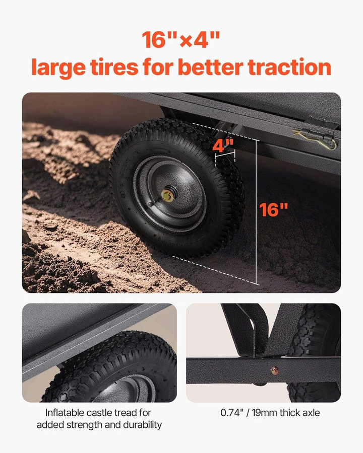 Schwerlast Stahl-Kippwagen 17 Cu. Ft für ATV/UTV Anhänger mit 600LB Traglast - Bild 6