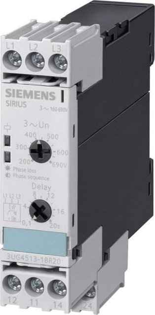 Siemens SIRIUS 3UG4513-1BR20 Überwachungsrelais für Netz- und dreiphasige Spannungen in Grau - Bild 1