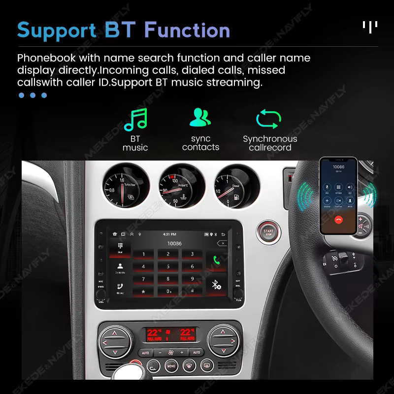 MEKEDE Kabelloses CarPlay und Android Auto Autoradio mit GPS für Alfa Romeo 159 Brera Spire Sportwagon in Schwarz - Bild 3