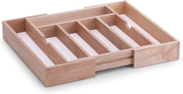neuetischkultur Besteckkasten aus Gummibaum und Melamin mit Trennfächern, Braun - Bild 1