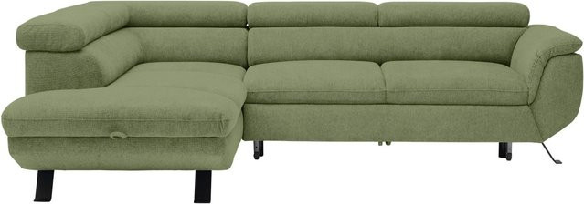 Mömax Ecksofa Raven in Olivgrün mit verstellbarer Kopfstütze und Lift-up-Sitzfunktion, L-Form linksseitig - Bild 1