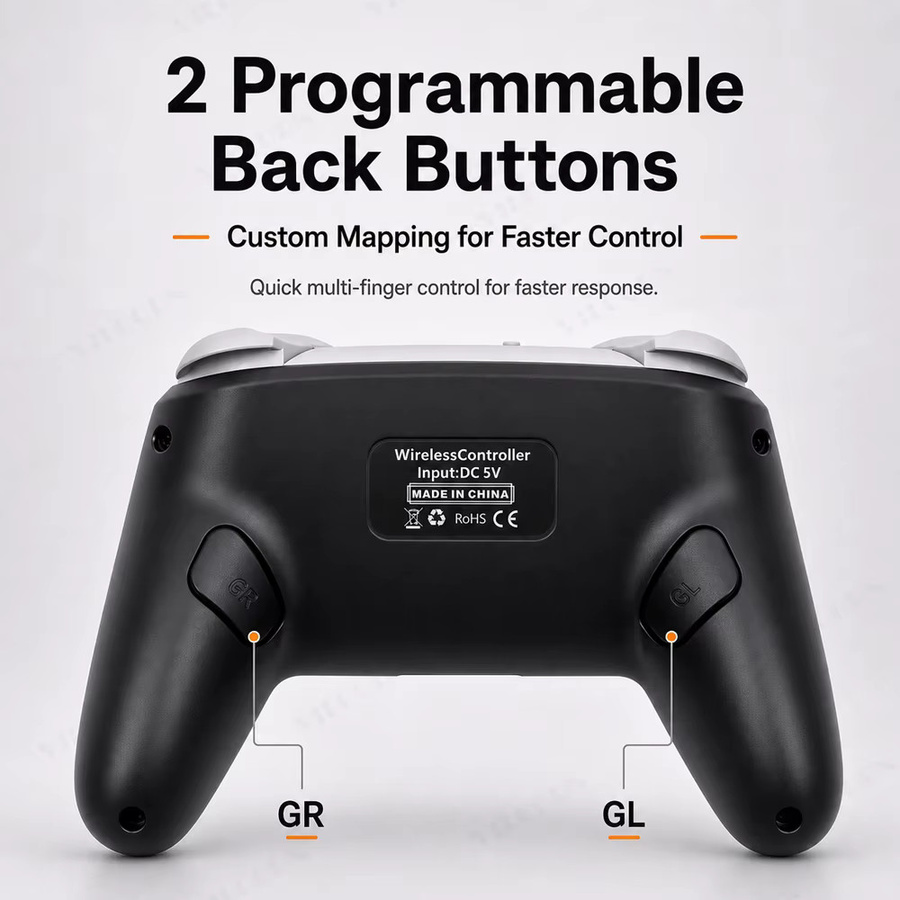 VILCORN Kabelloser Pro Controller für Nintendo Switch, OLED und Lite mit Bluetooth, Ein-Tasten-Aufweckfunktion, Bewegungssensor und Vibration, Farbe: Weiß - Bild 5