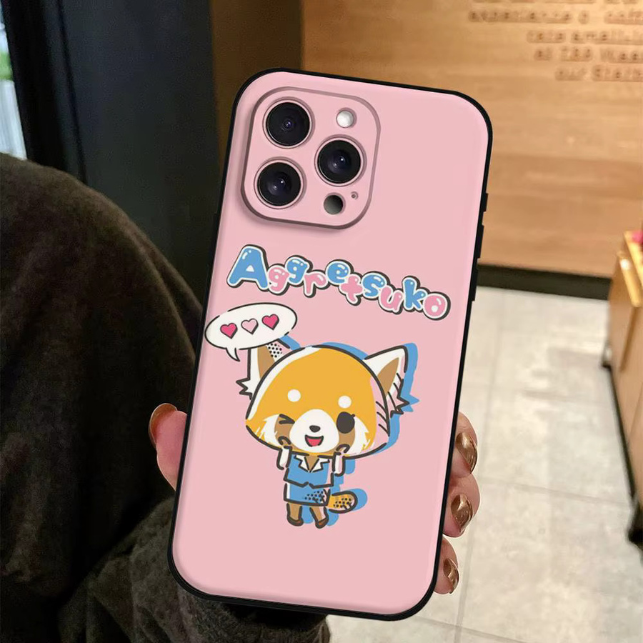 Niedliche Aggretsuko Handyhülle in Pink für Apple iPhone (alle Modelle), weiche TPU Schutzhülle im Cartoon-Design - Bild 4