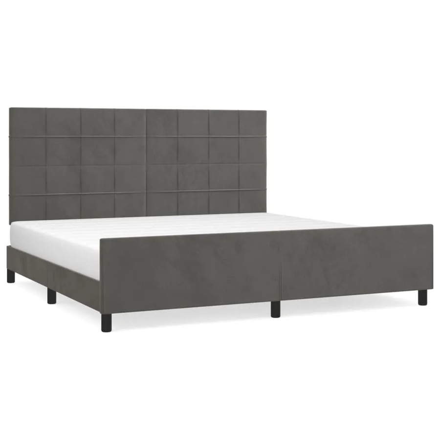 vidaXL Bettgestell mit Kopfteil aus Samt in Dunkelgrau, B/T/H: 200 x 200 x 128 cm - Bild 2