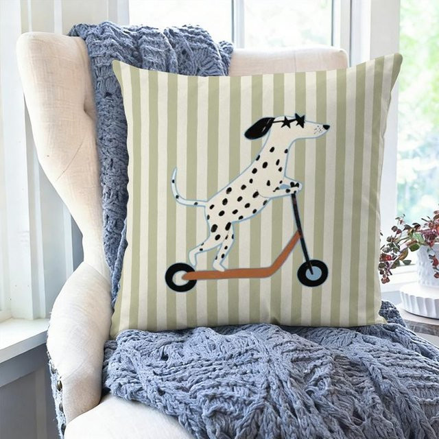 Dekorativer Kissenbezug mit Dalmatiner-Hund Motiv in Multicolour, quadratischer Roller-Kissenbezug für Sofa und Kinderzimmer, B/T/H: 45 x 45 x 45 cm - Bild 1