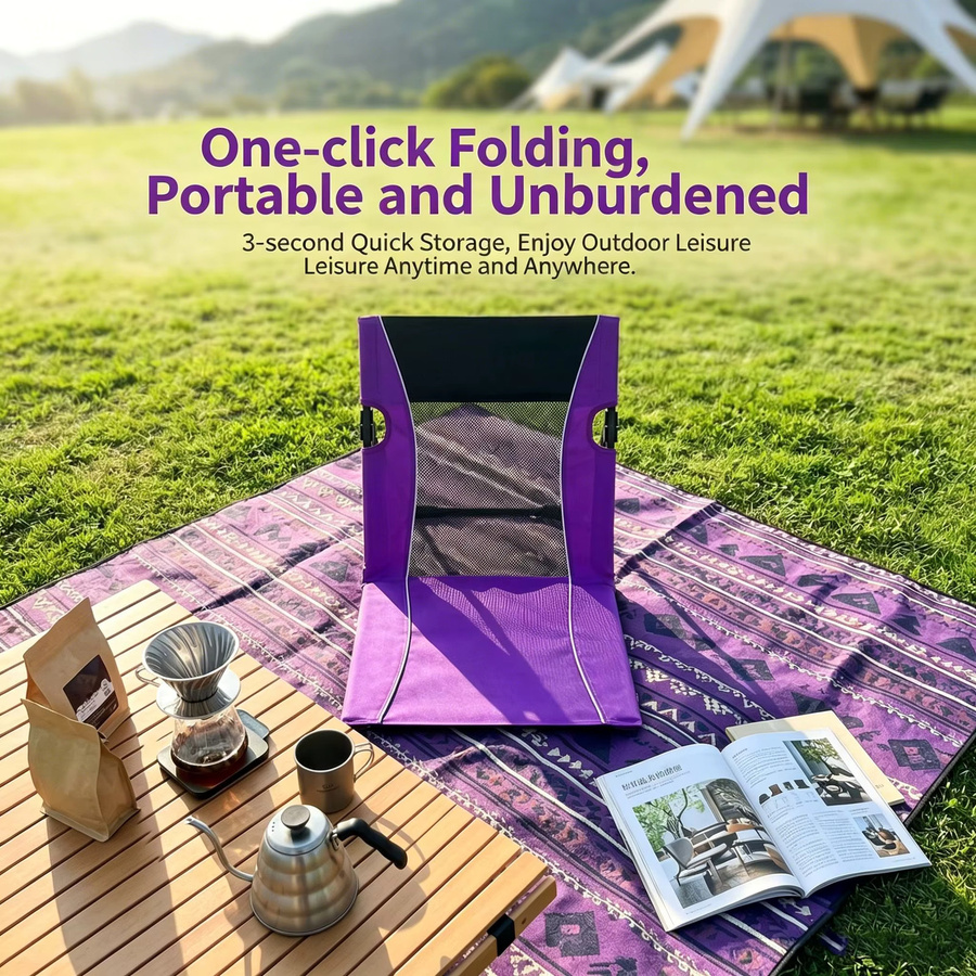 PACOONE Outdoor-Camping-Klappstuhl aus Textilene mit Rückenlehne und Armlehnen, leichter Freizeitstuhl für Strand und Garten - Bild 4