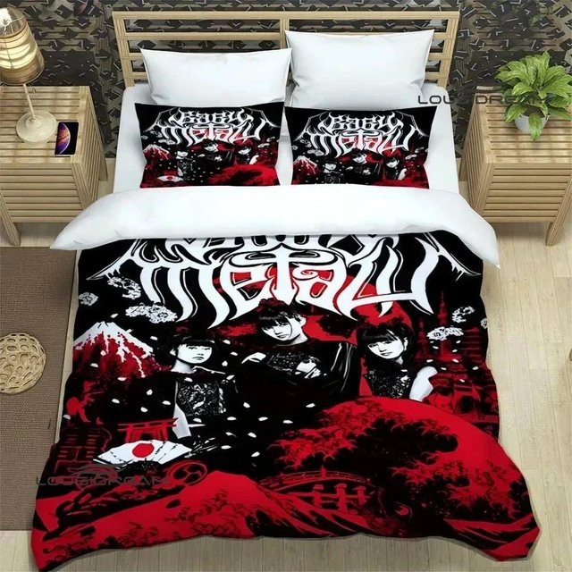Babymetal Bettwäscheset mit Grafikprint in Schwarz, bestehend aus Bettbezug und Kissenbezug aus Mikrofaser, B/H: 70 x 133 cm - Bild 1