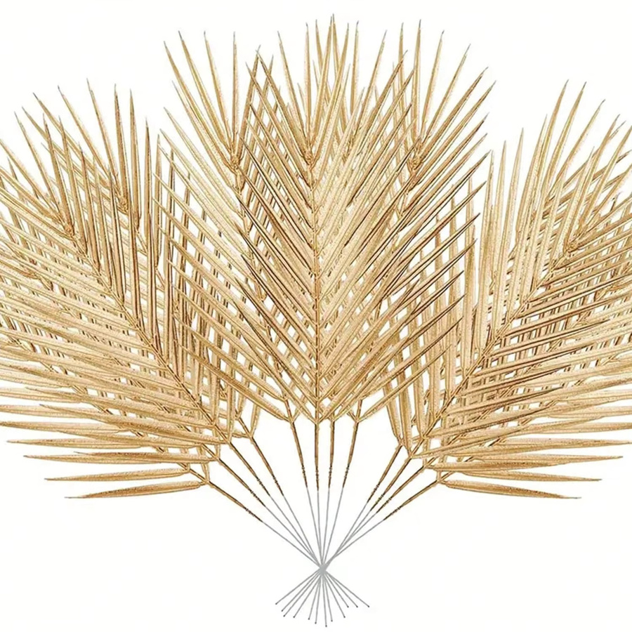 Künstliche tropische Palmenblätter für deine Haus- und Gartendekoration sowie als Hochzeits- und Fotografie-Requisiten in Gold - Bild 2