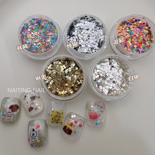 Mini-Stern-Nagelglitzer, 2 mm, Metallic, Weiß-Silber, Unisex - Bild 1