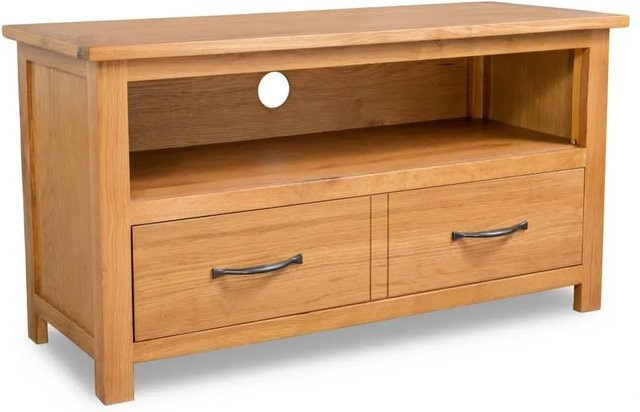 vidaXL TV-Schrank aus Massivholz Eiche in Braun, B/T/H: 90 x 35 x 48 cm - Bild 1