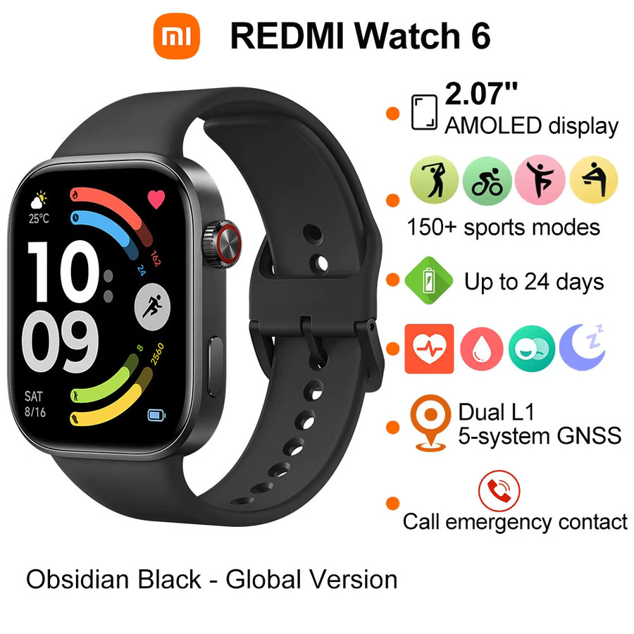 Xiaomi Redmi Watch 6 Smartwatch in Schwarz mit 2,07 Zoll AMOLED-Display, Herzfrequenz- und Blutsauerstoffüberwachung sowie langer Akkulaufzeit - Bild 5