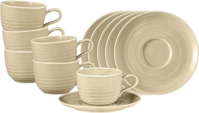 Seltmann Weiden Terra Kaffeetassen mit Untertassen 6er Set, Beige, 260 ml - Bild 1