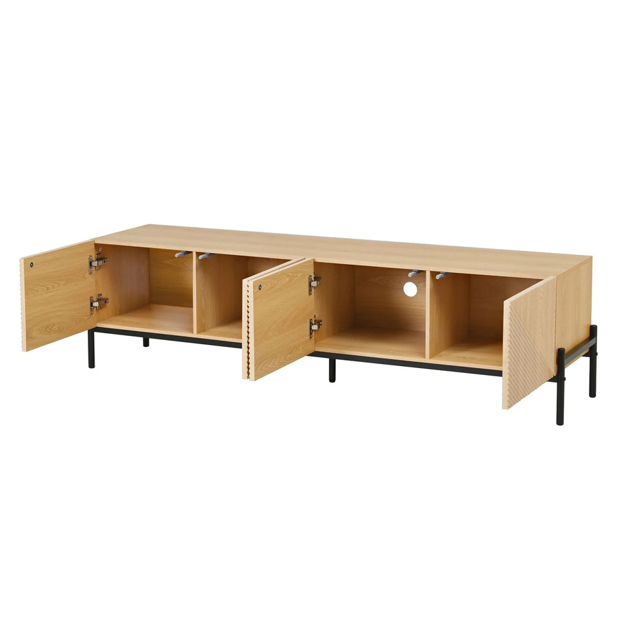 okwish TV Schrank mit 4 Türen und 3D Struktur für dein Wohnzimmer in Natur, B/T/H: 163,5 x 40 x 45 cm - Bild 2