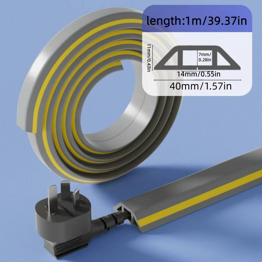 Schutz Kabelabdeckung für Bodenkabel aus Silikon in Schwarz, Länge: 100 cm, Breite: 4 cm - Bild 2