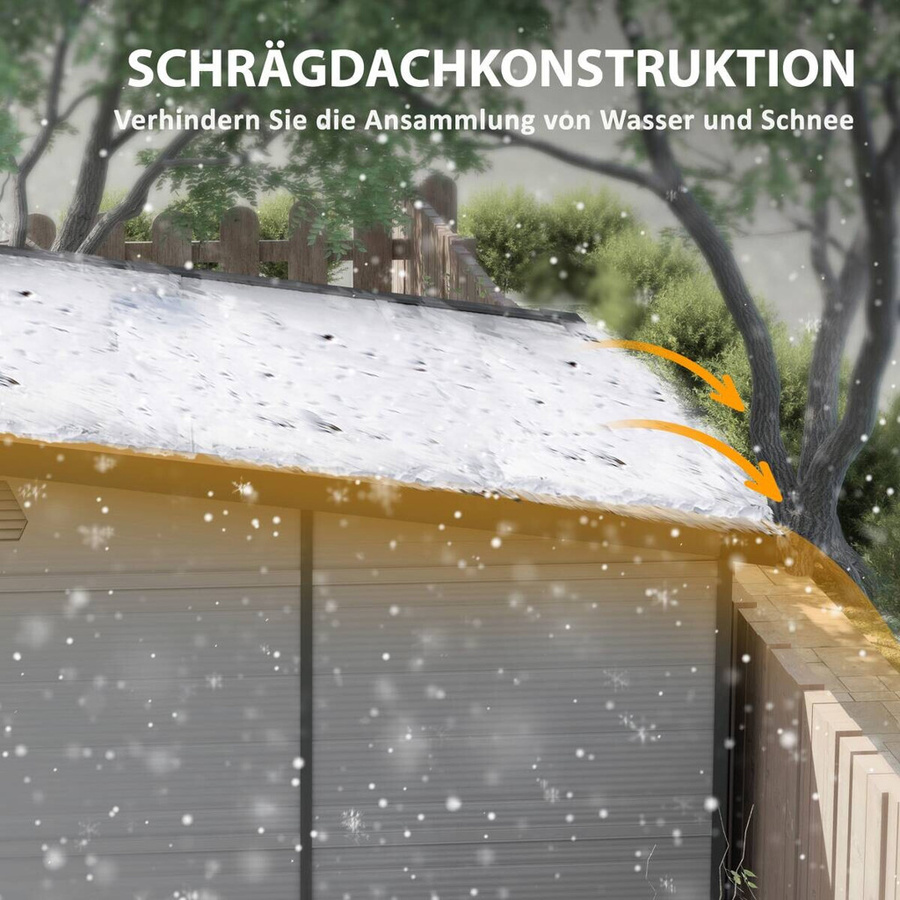Outsunny Gerätehaus aus Kunststoff mit Pultdach in Hellgrau, B/T/H: 190 x 190 x 215 cm - Bild 5