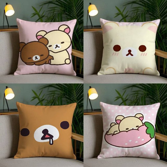 Mesuca Rilakkuma Kawaii Kissenbezug aus weichem Polyester mit Reißverschluss - Bild 1
