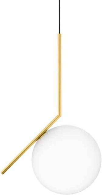 Flos IC S2 Pendelleuchte in Messing matt mit Opalglas Glaskugel - Bild 1