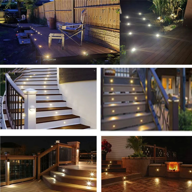 YELEDWAY LED Treppenbeleuchtung IP67 für Außenbereich, runde Bodenleuchte aus Aluminium in Warmweiß für Garten und Terrasse - Bild 6