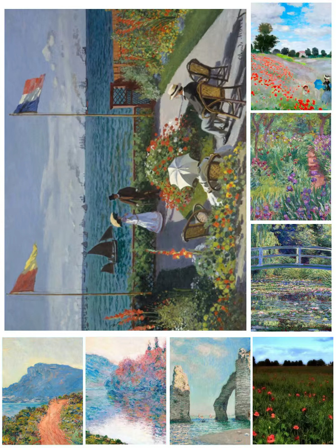 Potdemiel Diamantgemälde Claude Monet Landschaft mit Blumen in Mehrfarbig, Wandbild für Schlafzimmer und Büro, B/H: 30,0 x 20,0 cm - Bild 5