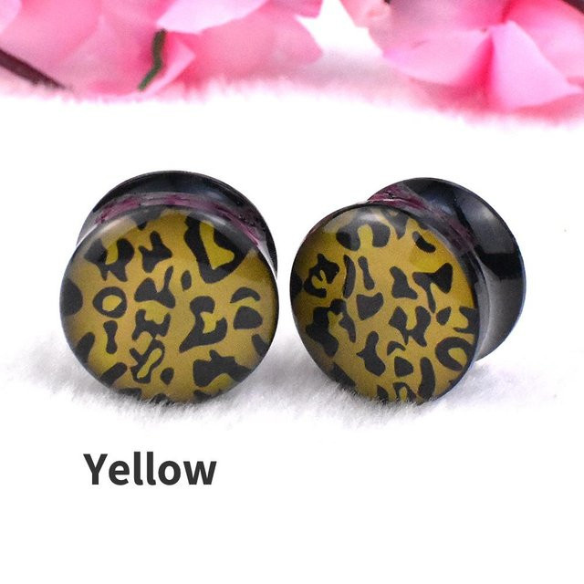 JIAPEIJIA Ohrtunnel, Acryl, Leoparden, 34 mm, Gelb, Damen - Bild 1