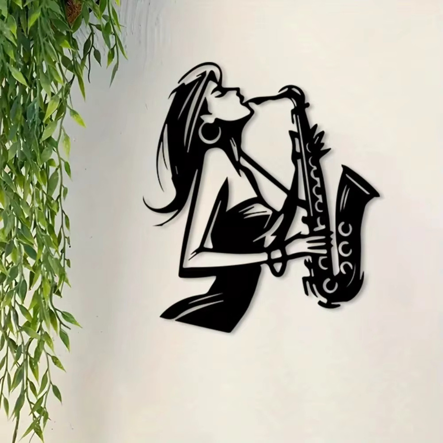 CIFBUY Vintage Jazz-Saxophon Wandkunst aus Metall in Schwarz - Bild 4