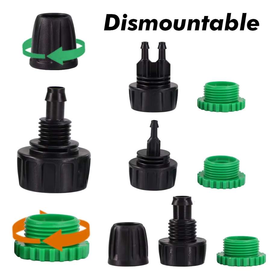 MUCIAKIE 2er Set Gartenschlauch Adapter für Wasserhahnanschluss 1/2 Zoll und 3/4 Zoll Innengewinde auf 4/7mm, 8/11mm und 16mm Micro Drip Tubing Bewässerungsarmaturen in Schwarz - Bild 3