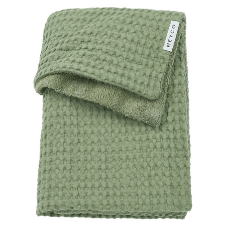 Meyco Kuscheldecke Teddy aus Baumwolle in Olive Green, Waffel-Piqué, B/B: 75 x 100 cm