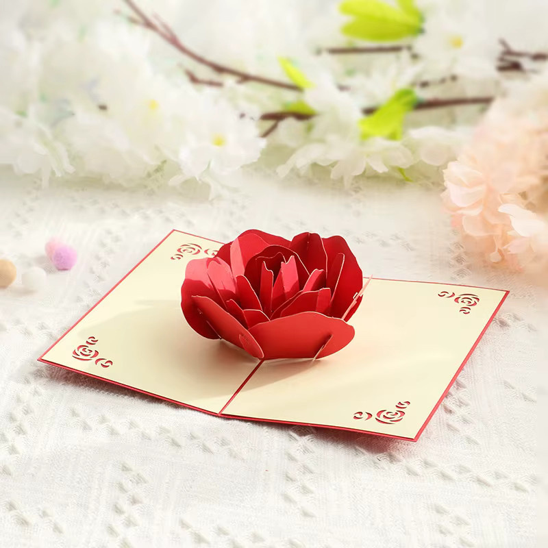 3D Pop-up Grußkarte mit Rosen in Rot inklusive Umschlag für Valentinstag, Hochzeiten und Jubiläen - Bild 2