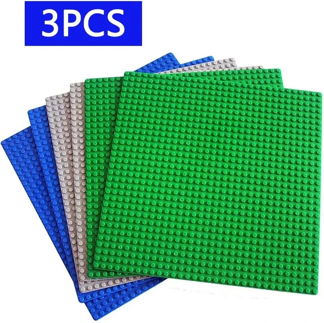 Hairun 3er-Set Klassische Bausteine Grundplatten aus Kunststoff in Mehrfarbig, B/T: 32 x 32 cm und 32 x 16 cm - Bild 1