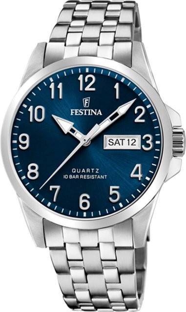 Festina Herrenuhr, Quarz, Edelstahl, Blau, 41 mm, 10 ATM - Bild 1