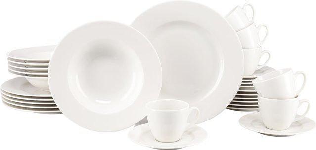 CreaTable Venice Kombiservice aus Porzellan, 30-teilig für 6 Personen, Weiß - Bild 1