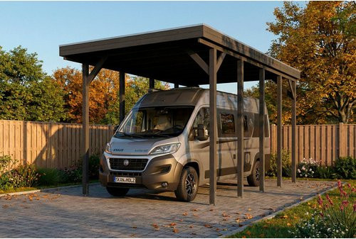 SKANHOLZ Caravan-Carport Friesland aus Fichte mit Stahldach in Schiefergrau, B: 708 cm, T: 402 cm - Bild 1