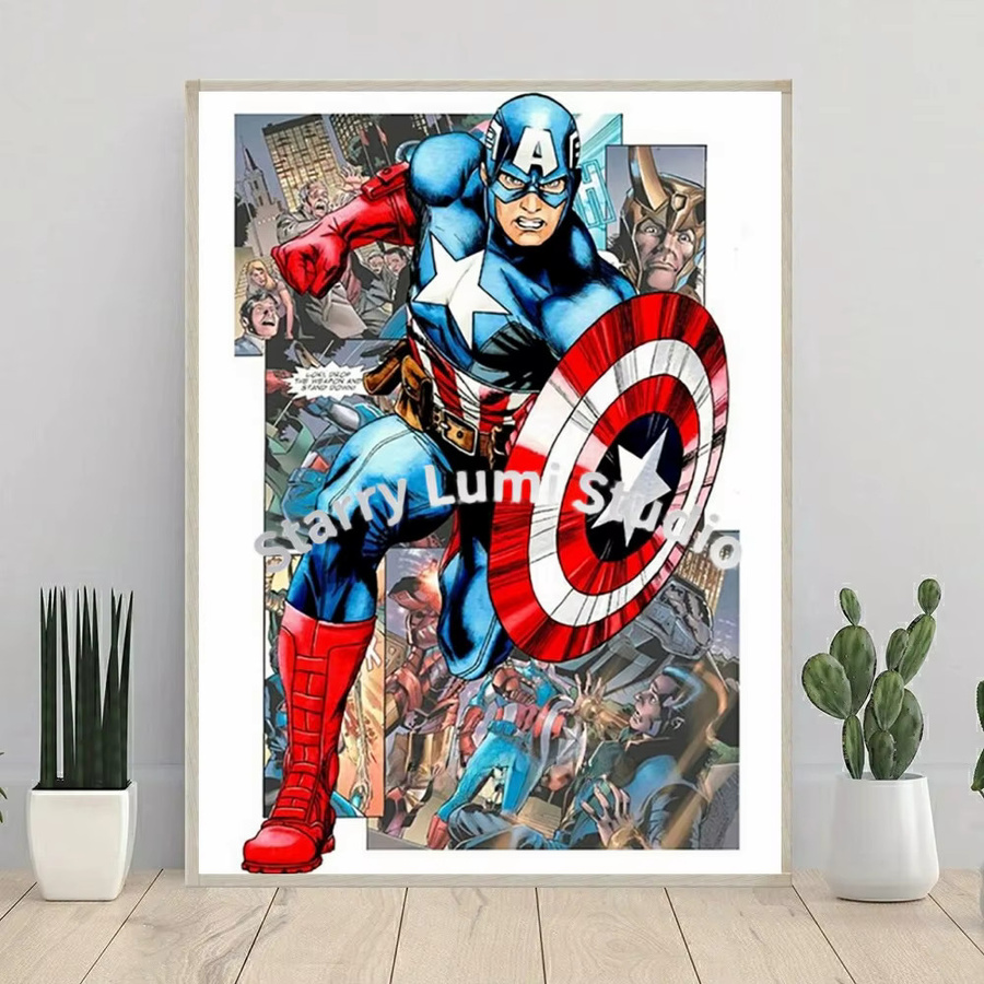 KAYOU Marvel Captain America Spider-Man, 5D Diamant-Malerei, Vollrund, DIY Diamant-Mosaik Porträt - Bild 2