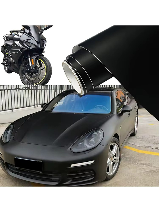 KASDA Selbstklebende Vinylfolie in Mattschwarz für Auto, Motorrad und Möbel mit Entlüftungfunktion - Bild 2