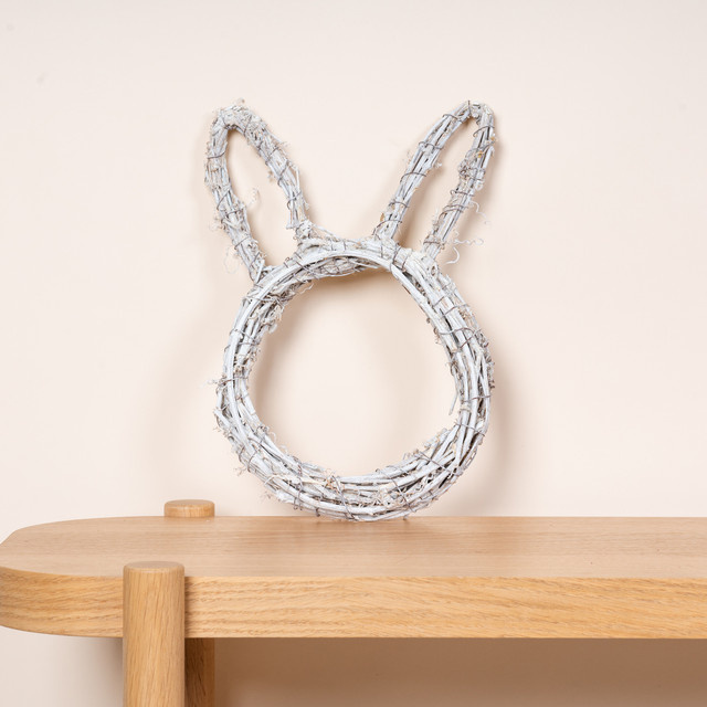 Blume2000 Deko Rebhänger Hase in Weiß aus Rattan - Bild 1