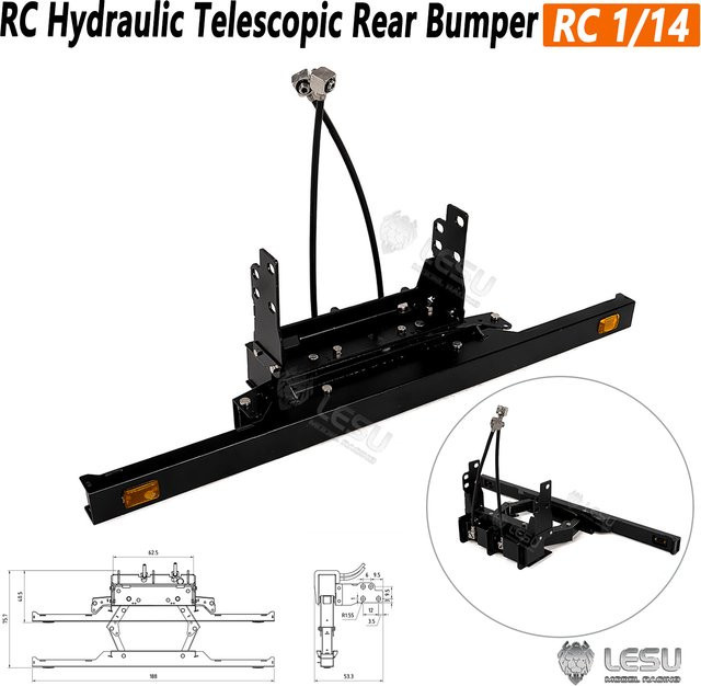 LESU Metall RC Hydraulischer Teleskop-Heckstoßfänger mit Rücklichtteilen, Zubehör - Bild 1
