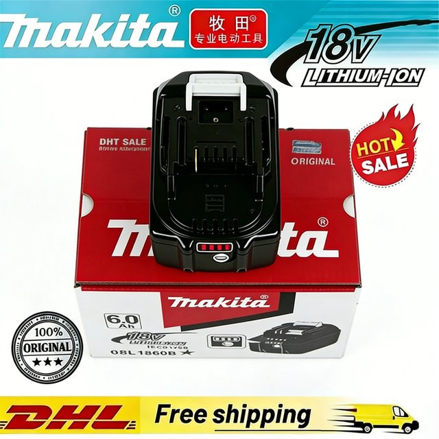 Makita Ersatz-Lithium-Akku 18V mit 6Ah für BL1860B BL1840 BL1830B BL1850B BL1850 BL1860 in Schwarz - Bild 1