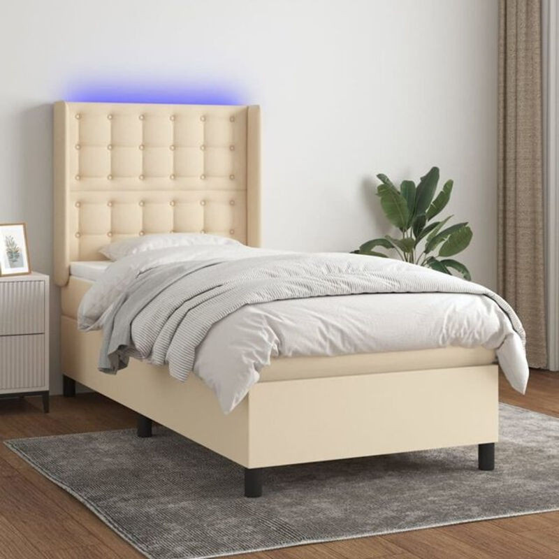 vidaxl Boxspringbett mit Matratze in Beige aus Stoff und Holzwerkstoff B/T/H: 200 x 80 x 118 cm - Bild 1